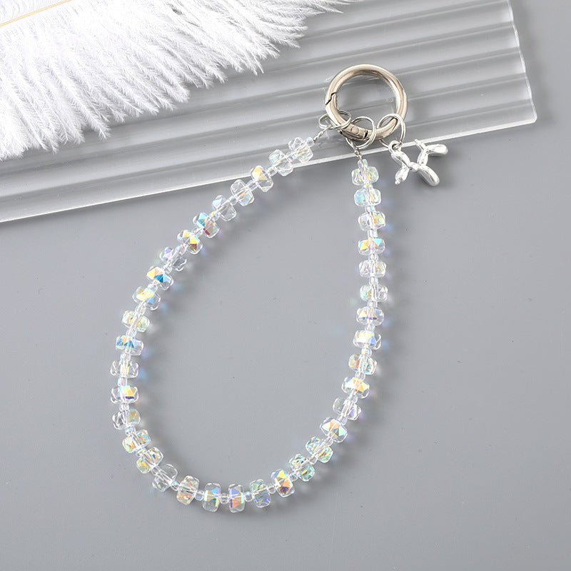 Crystal Beaded Starfish Phone Strap - White