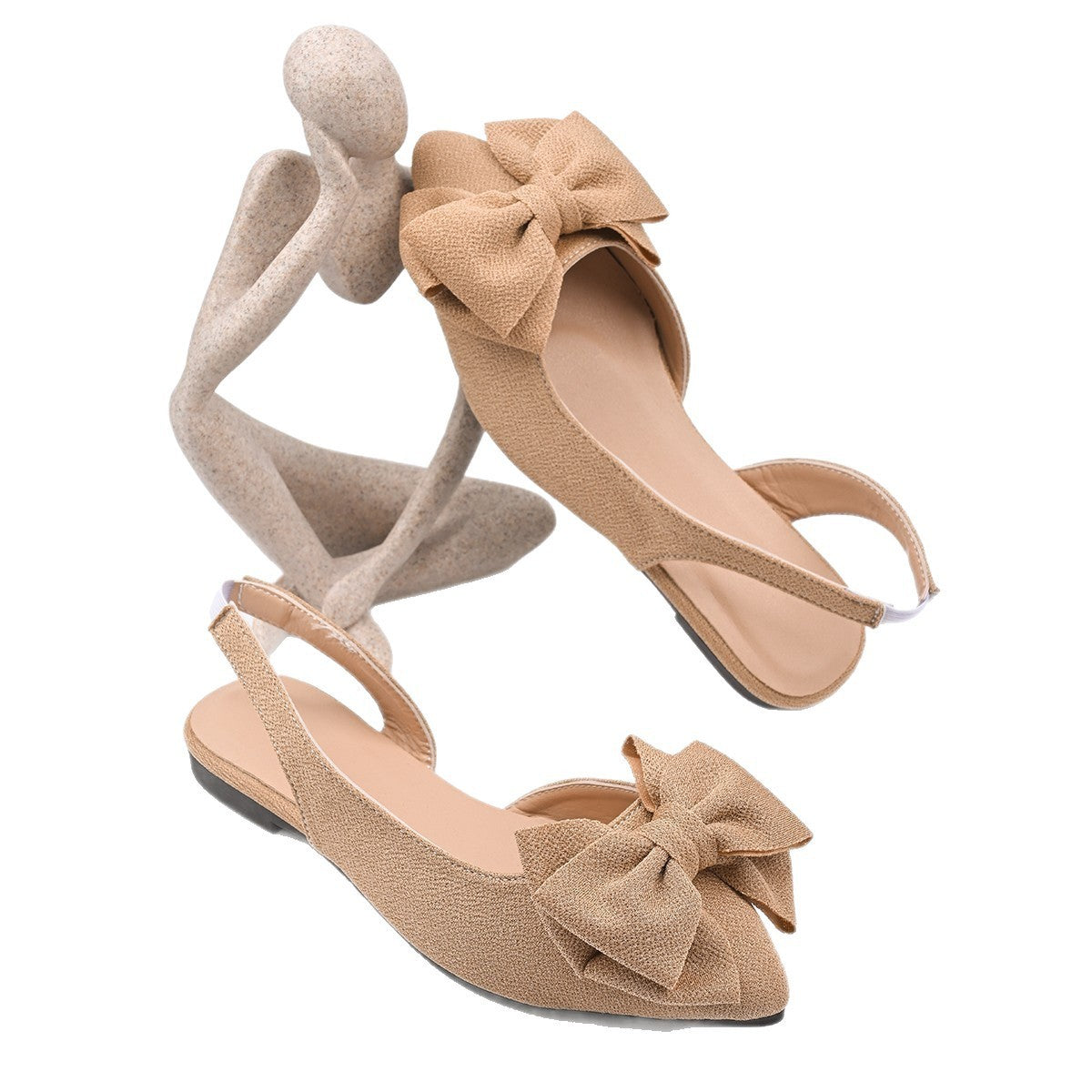 Pointed Toe Bow Slingback Flats