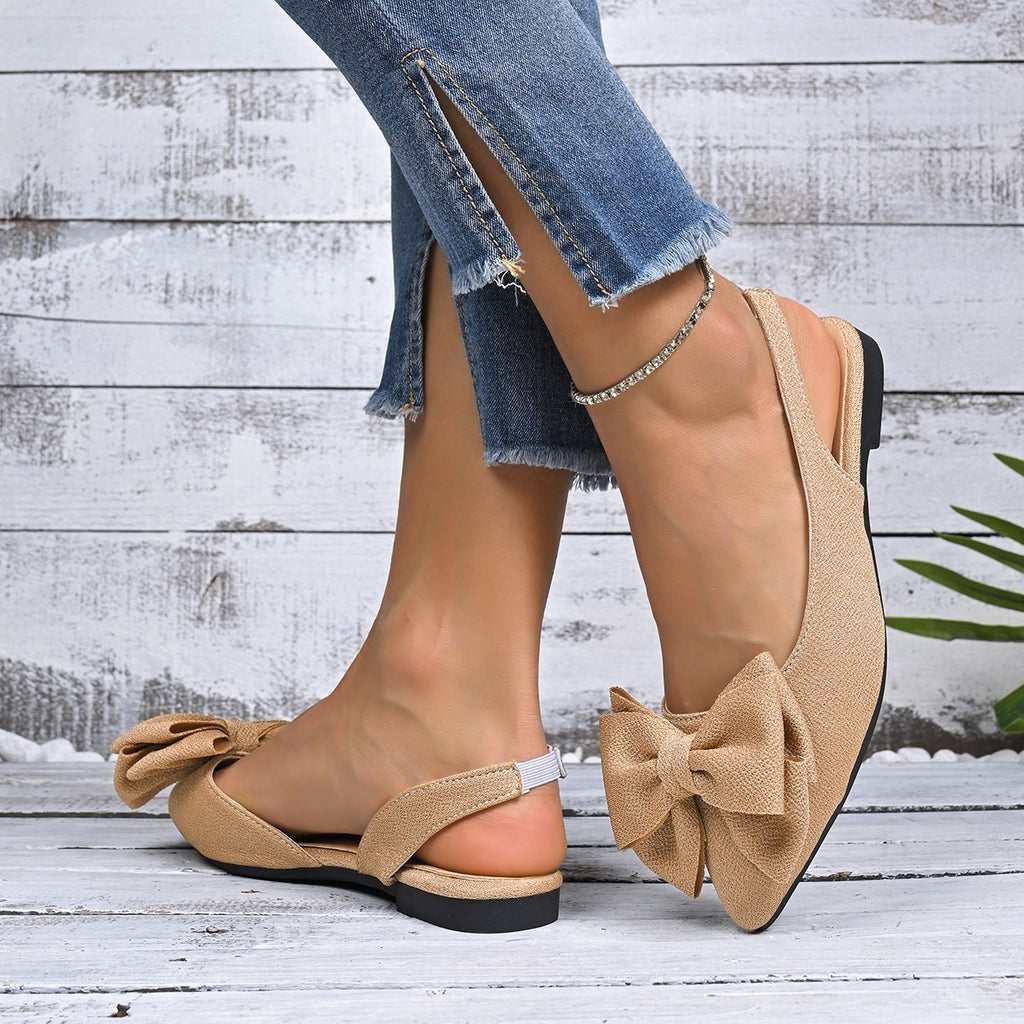 Pointed Toe Bow Slingback Flats