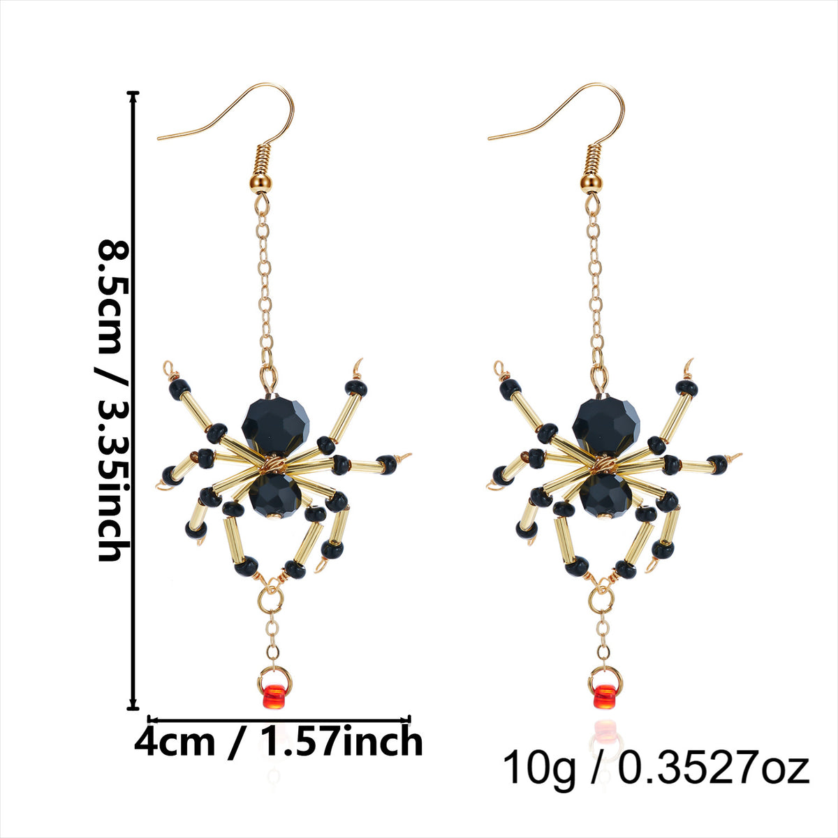 Gothic Bat And Spider Earrings With Crystals - C7