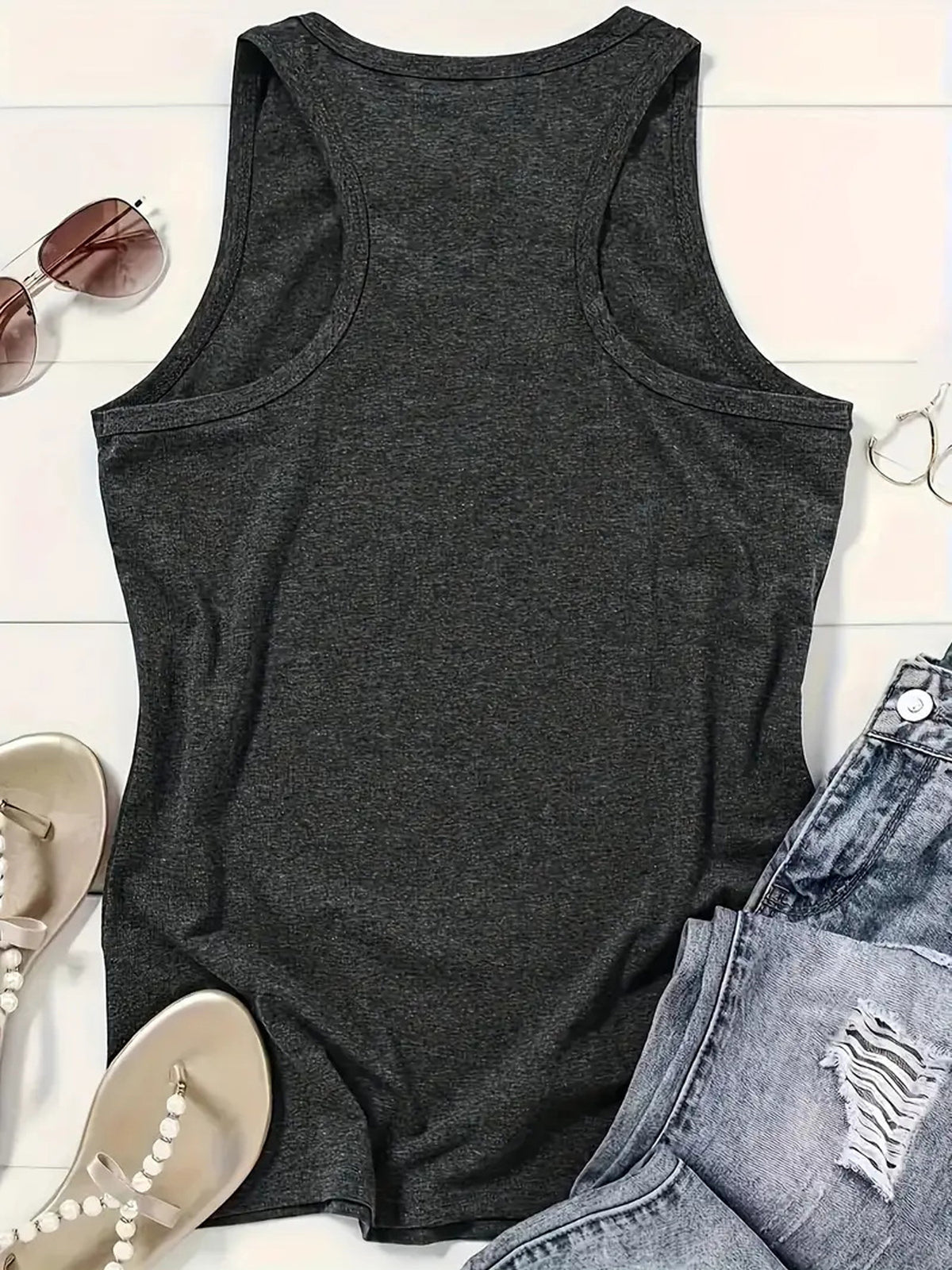 Stars and Stripes Peace Hand Tank Top - DarkGray - 2