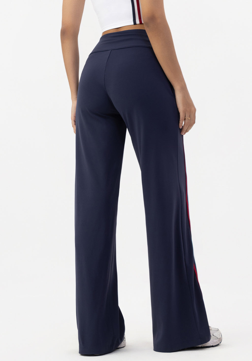 Wide Leg Track Pants With Contrast Stripes - view 2
