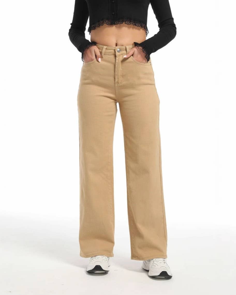 High Rise Wide Leg Tailored Jeans
