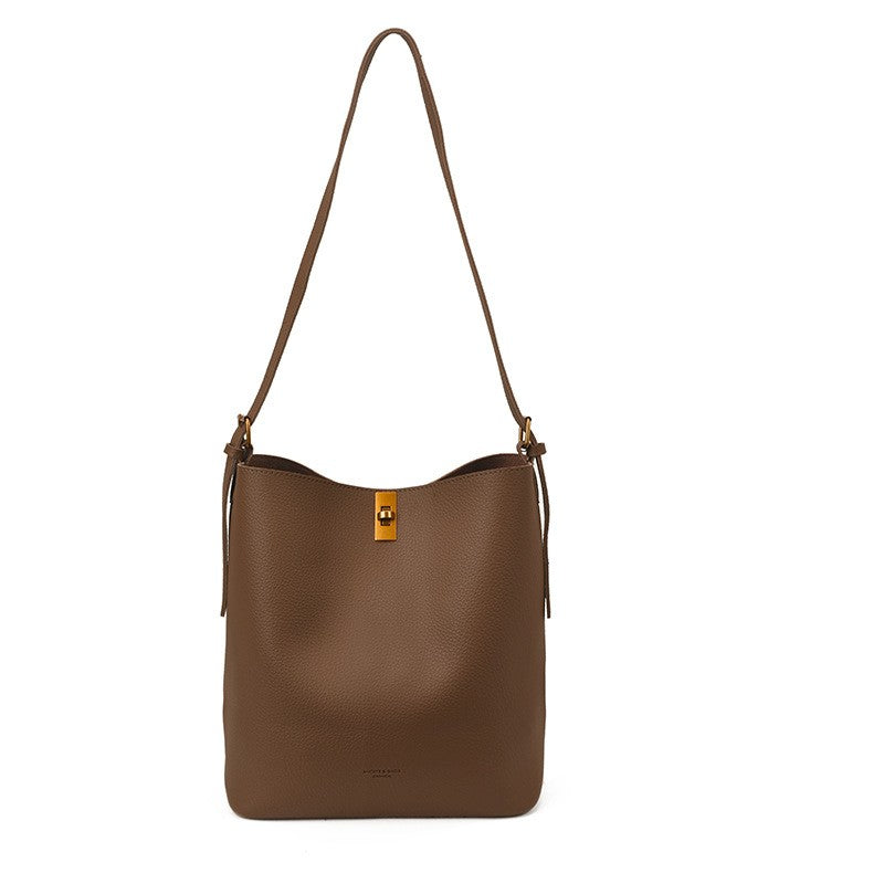 Slouchy Pebbled Bucket Bag with Zip Pouch