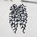 Spooky Ghost Print Long Tail Bow Barrette - Black