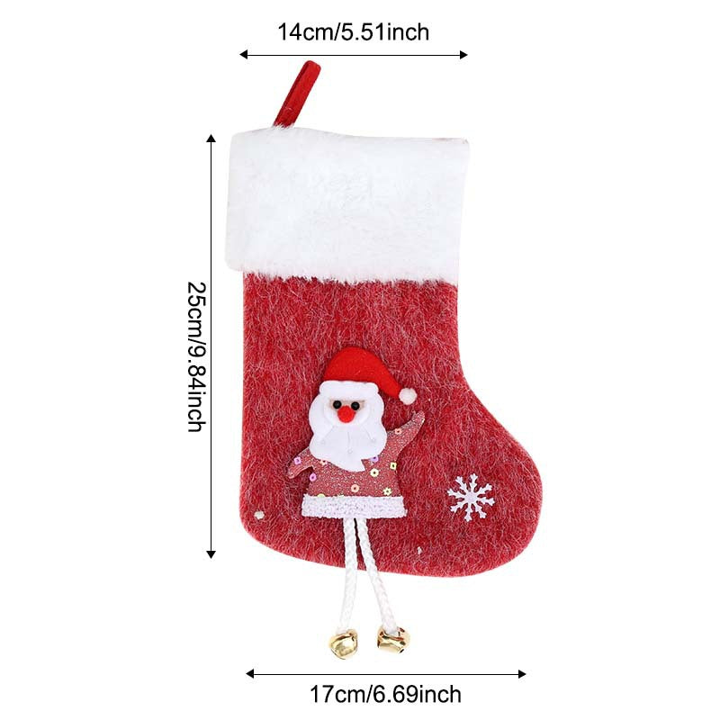 Mini Plush Christmas Stocking Treat Bag with Bells - Santa