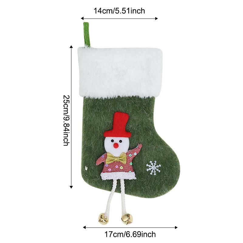 Mini Plush Christmas Stocking Treat Bag with Bells - Snowman