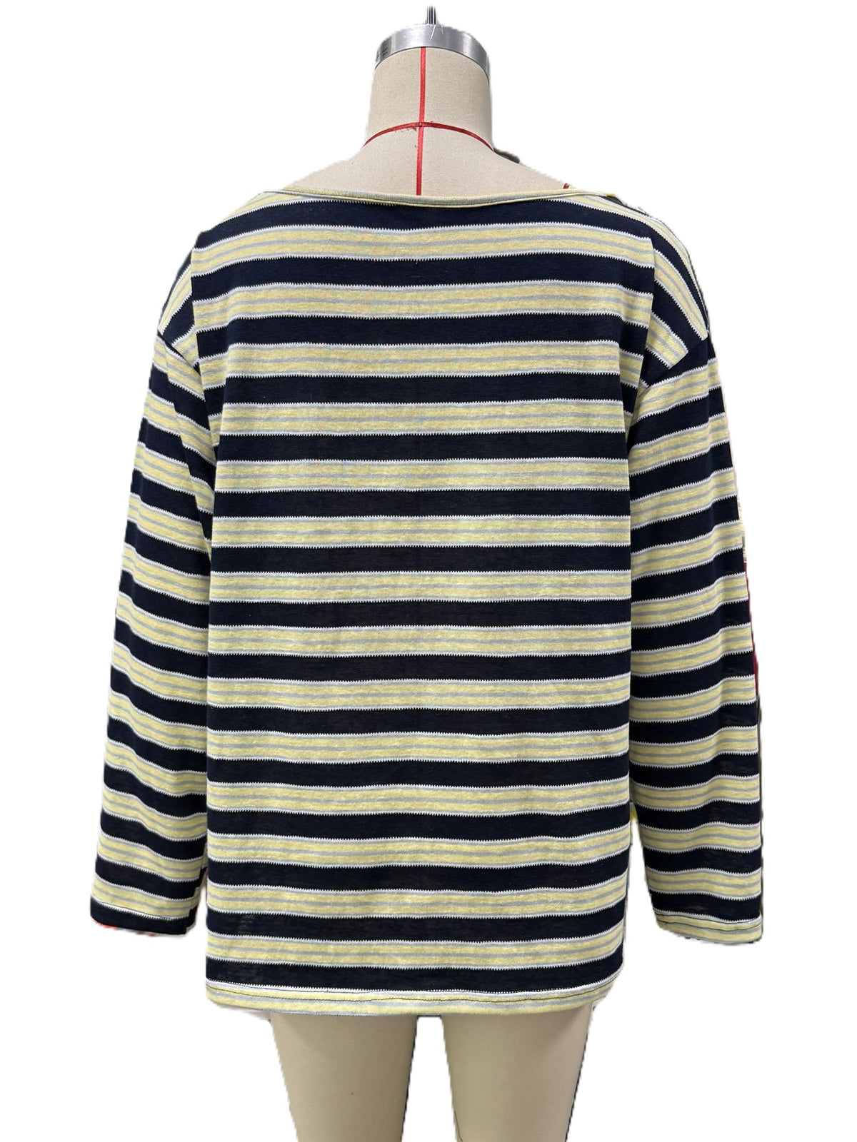 Slouchy Striped Off Shoulder Blouse - Blue - 3