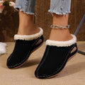 Fleece Trim Wedge Clog Slippers - Black