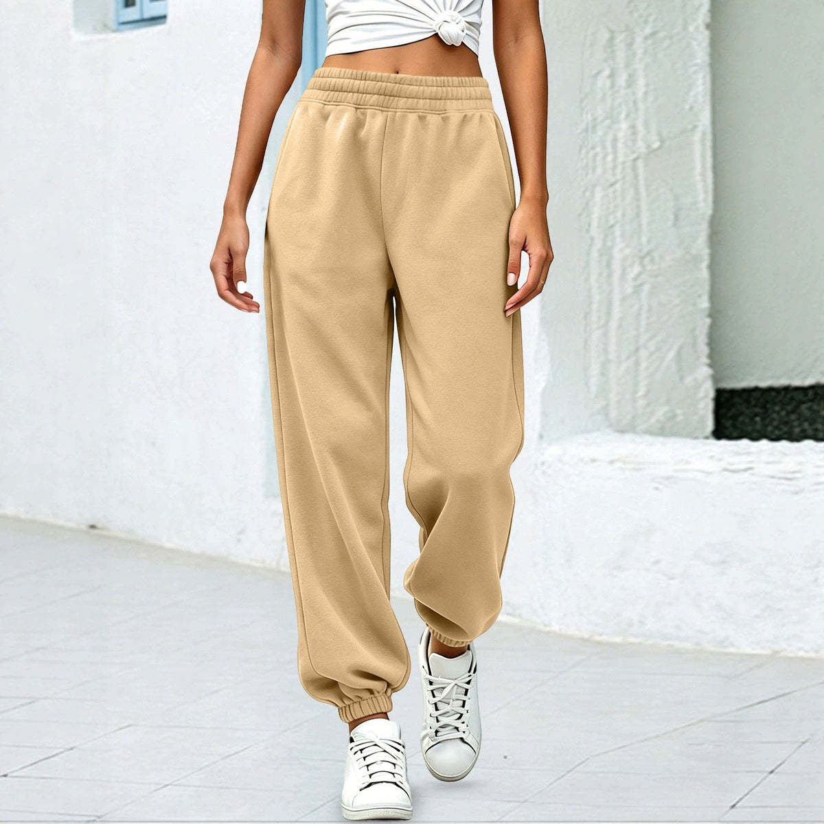 Fleece Baggy Cuffed Workout Jogger Sweatpants