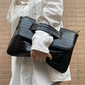 Oversized Envelope Clutch with Wrist Handle - Black