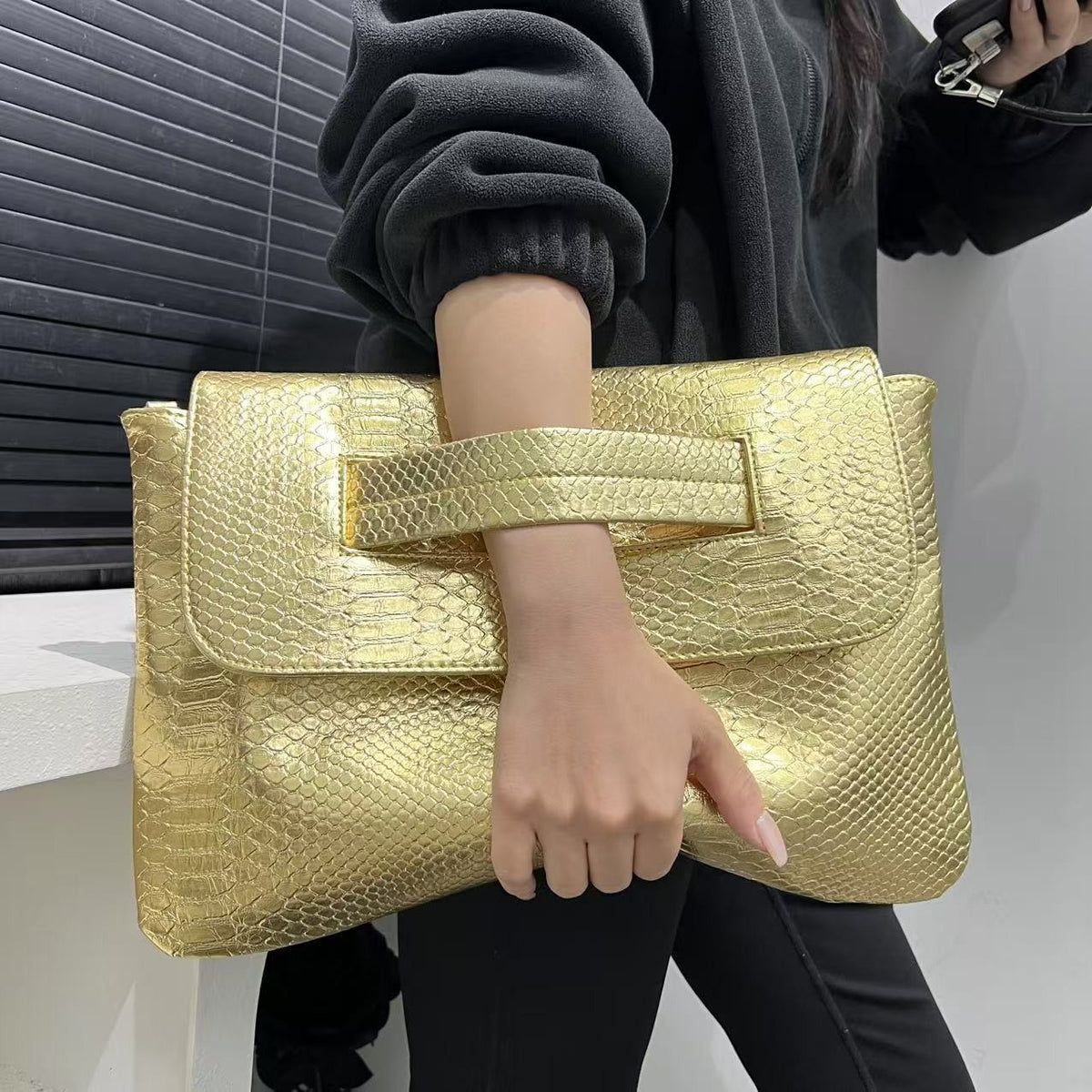 Oversized Envelope Clutch with Wrist Handle