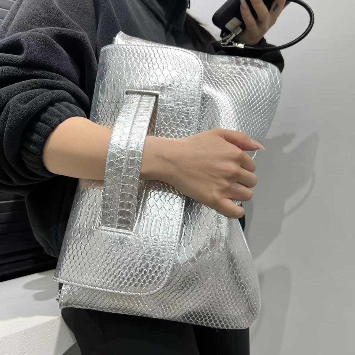 Oversized Envelope Clutch with Wrist Handle