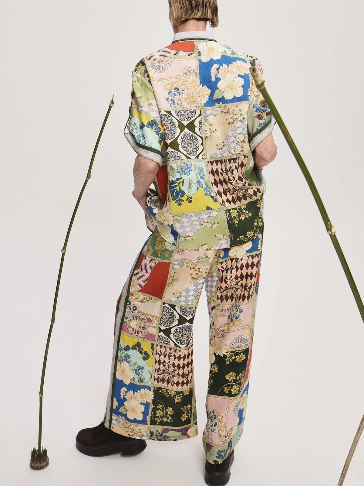 Patchwork Print Shirt And Pant Set - Decor - 2