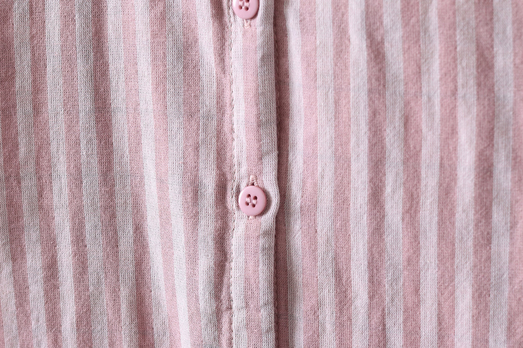 Striped Cotton Button Down Shirt With Rounded Collar - view 13