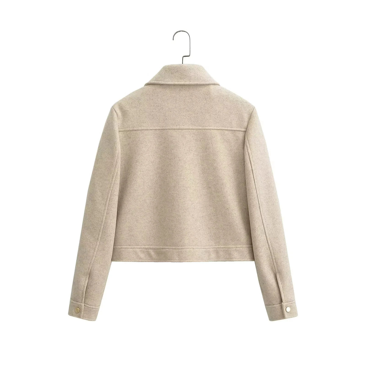 Cropped Brushed Zip Front Utility Jacket - Camel - 1