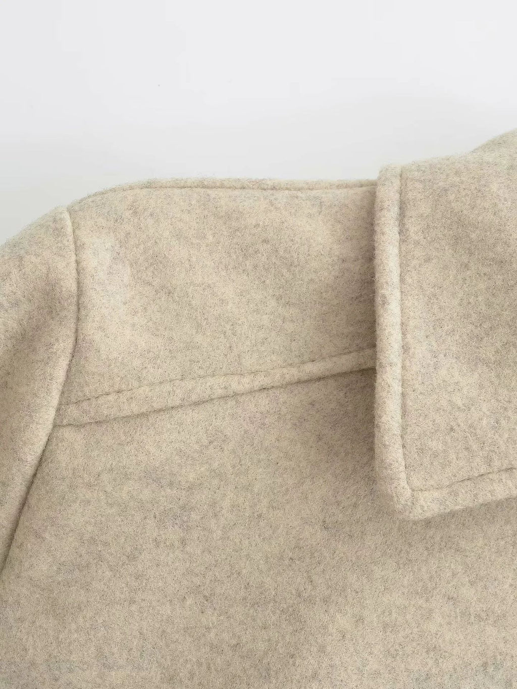Cropped Brushed Zip Front Utility Jacket - Camel - 3