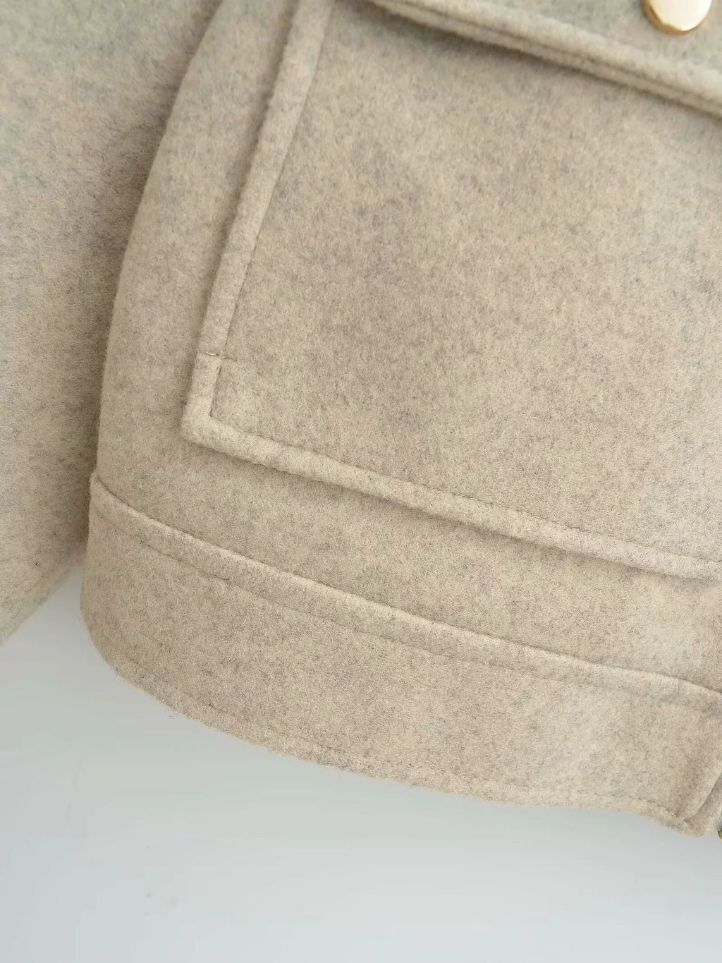 Cropped Brushed Zip Front Utility Jacket - Camel - 5