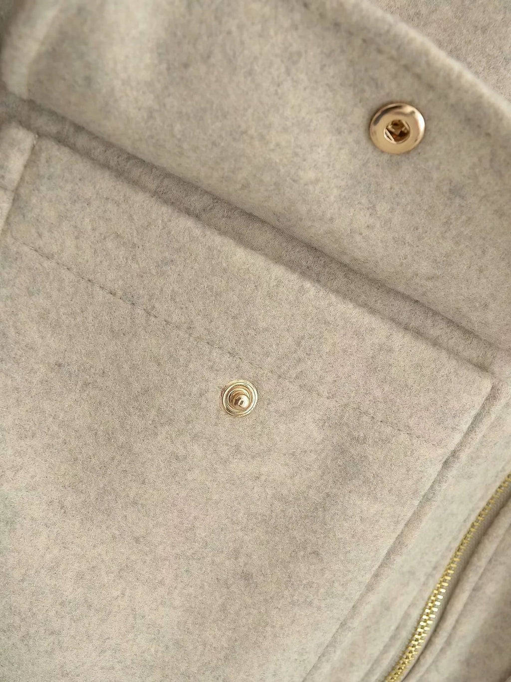 Cropped Brushed Zip Front Utility Jacket - Camel - 8