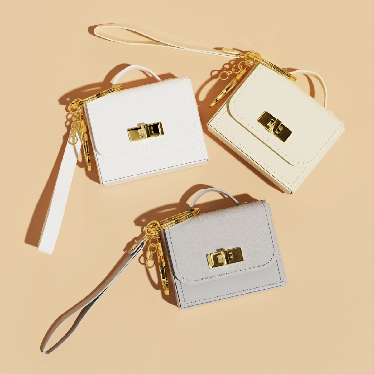 Mini Purse-Shaped Bag Charm Wristlet Keychain