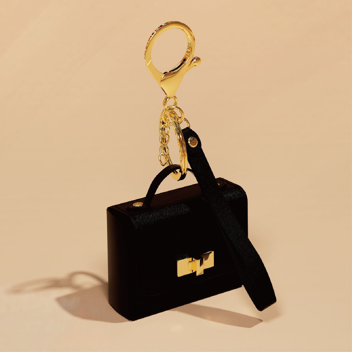 Mini Purse-Shaped Bag Charm Wristlet Keychain - Black