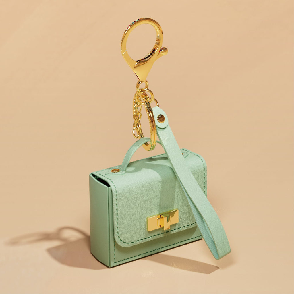 Mini Purse-Shaped Bag Charm Wristlet Keychain - Green