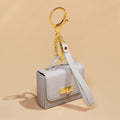 Mini Purse-Shaped Bag Charm Wristlet Keychain - Grey