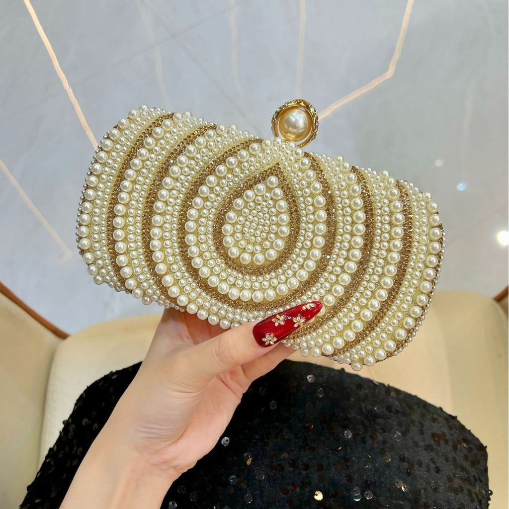 Pearl Teardrop Box Clutch with Chain Strap