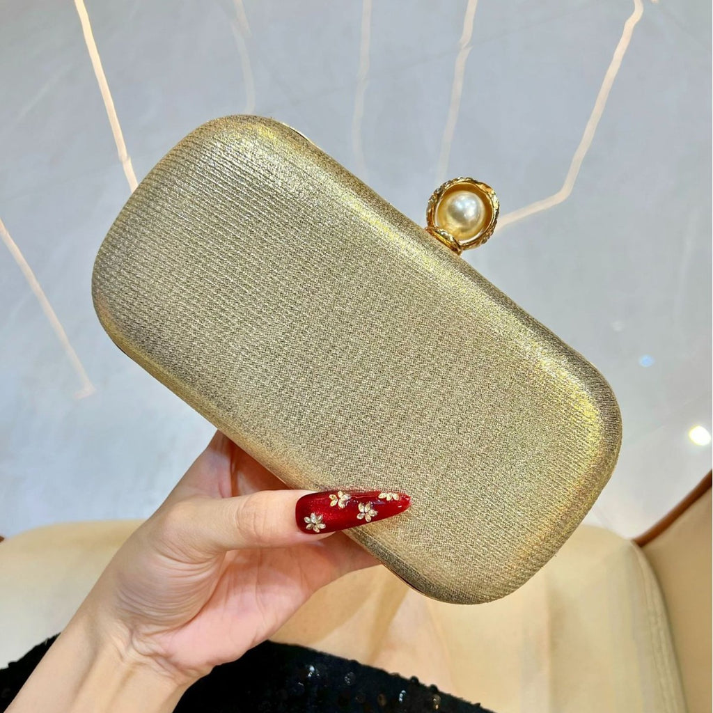 Pearl Teardrop Box Clutch with Chain Strap