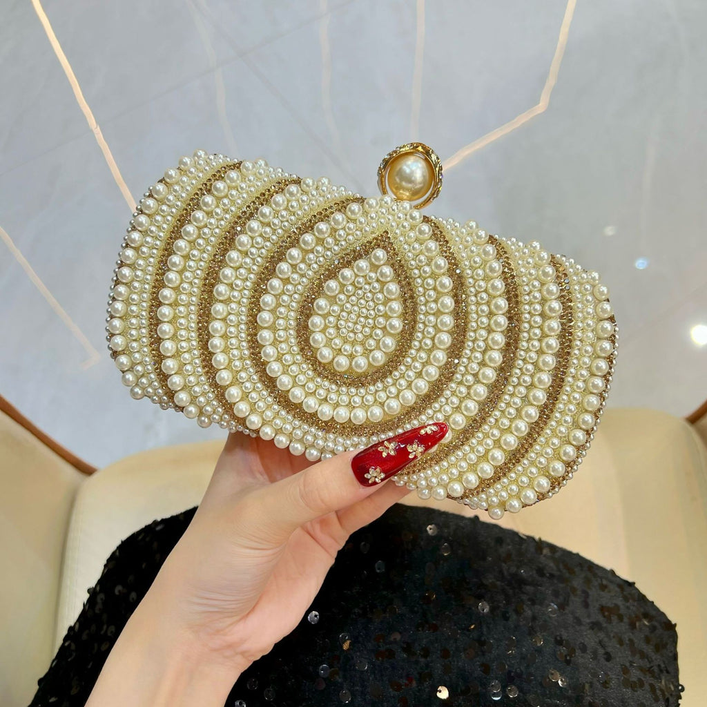 Pearl Teardrop Box Clutch with Chain Strap
