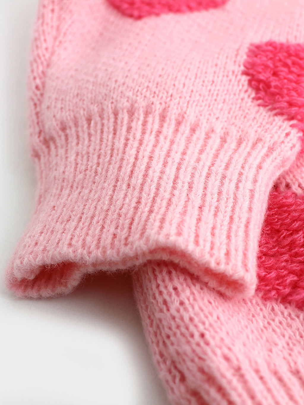 Fuzzy Heart Pattern Knit Sweater - Pink - 3