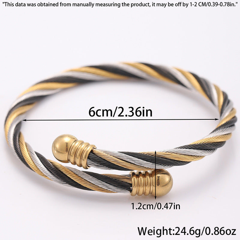 Twisted Cable Two Tone Open Cuff Bracelet - view 1