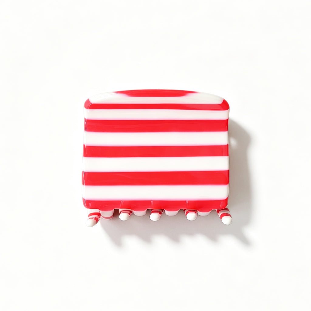 Star Stripe and Tortoise Acetate Claw Clip - Red