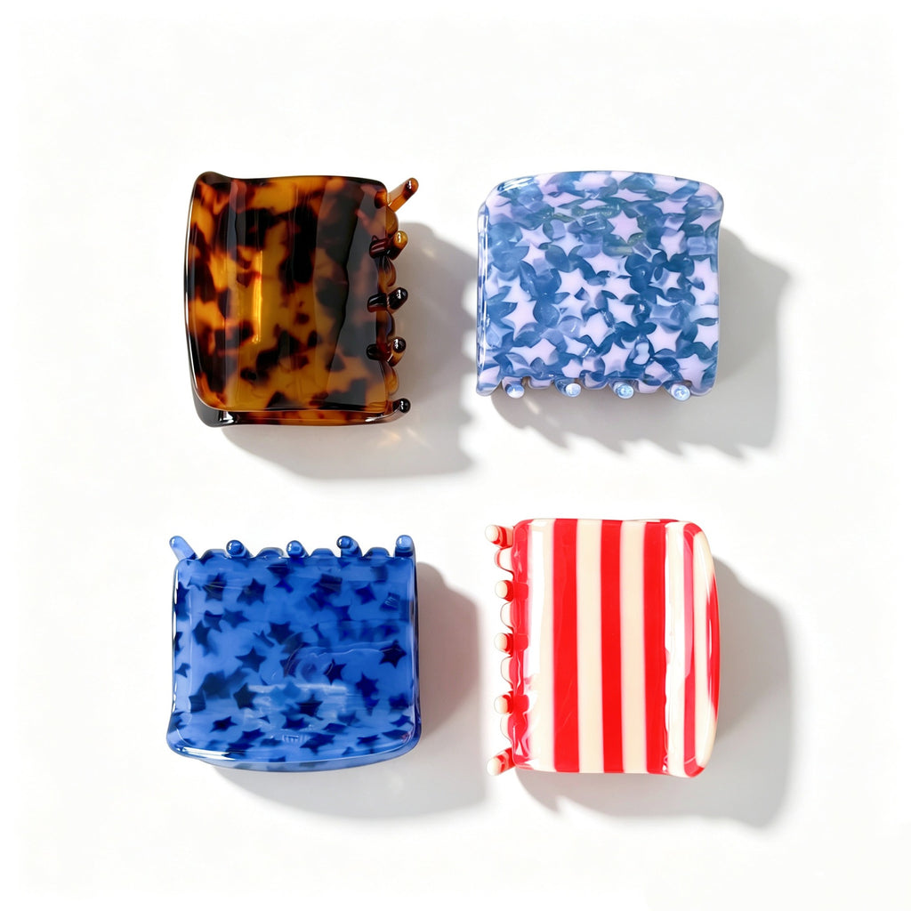Star Stripe and Tortoise Acetate Claw Clip