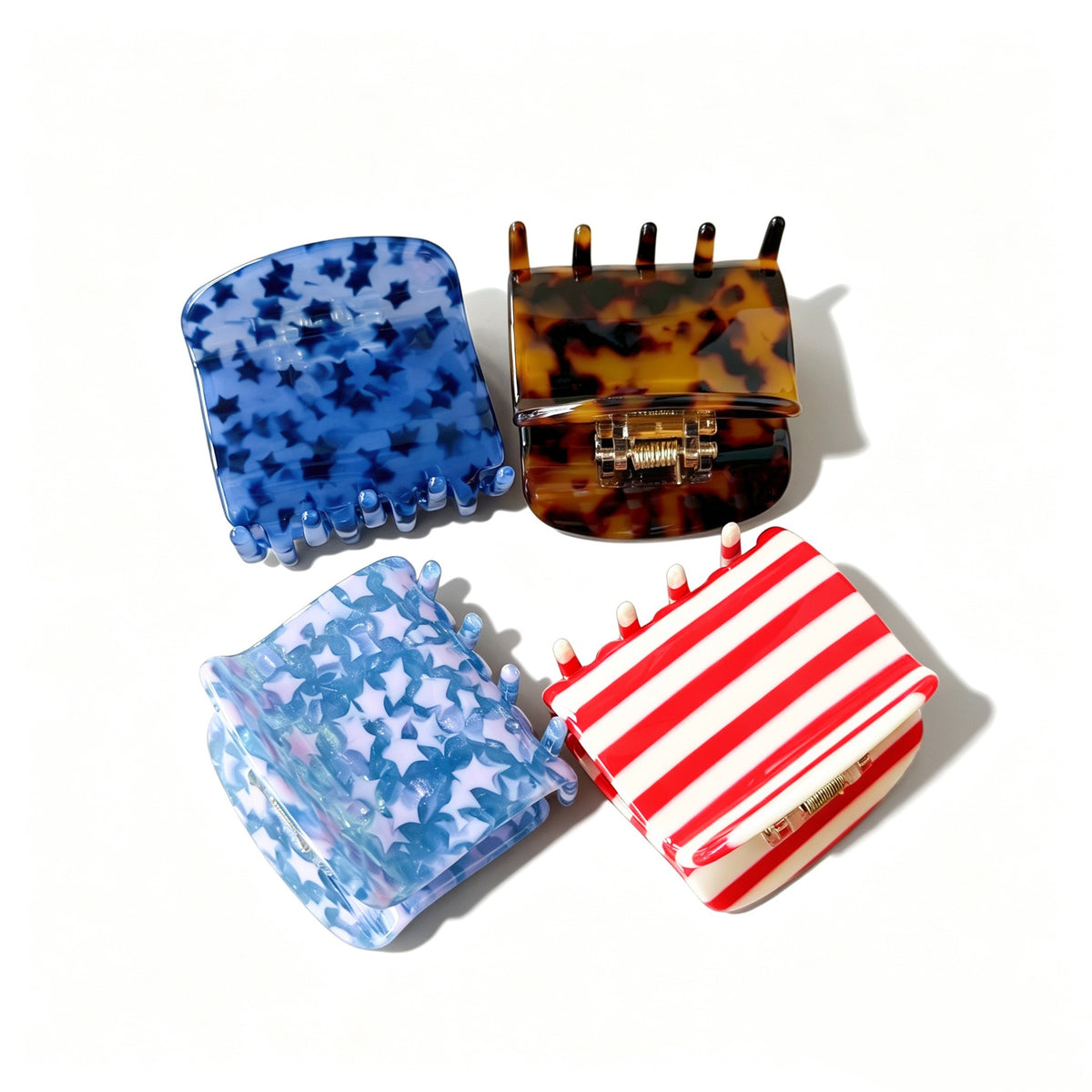 Star Stripe and Tortoise Acetate Claw Clip - view 3