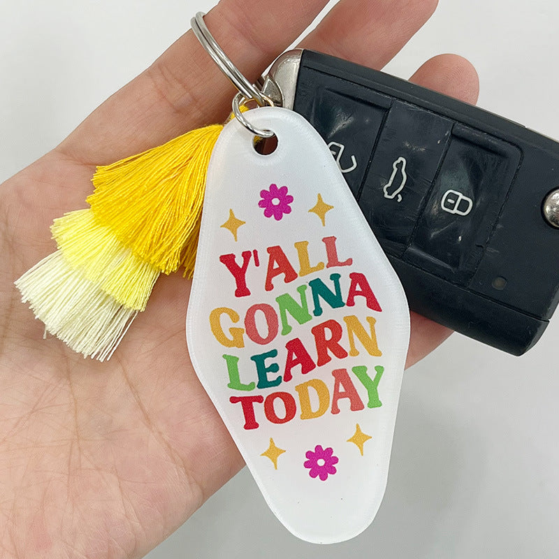 Teacher Quote Acrylic Tassel Keychain - Color_2 - 1