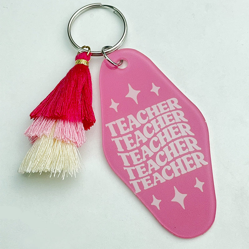 Teacher Quote Acrylic Tassel Keychain - Color_5