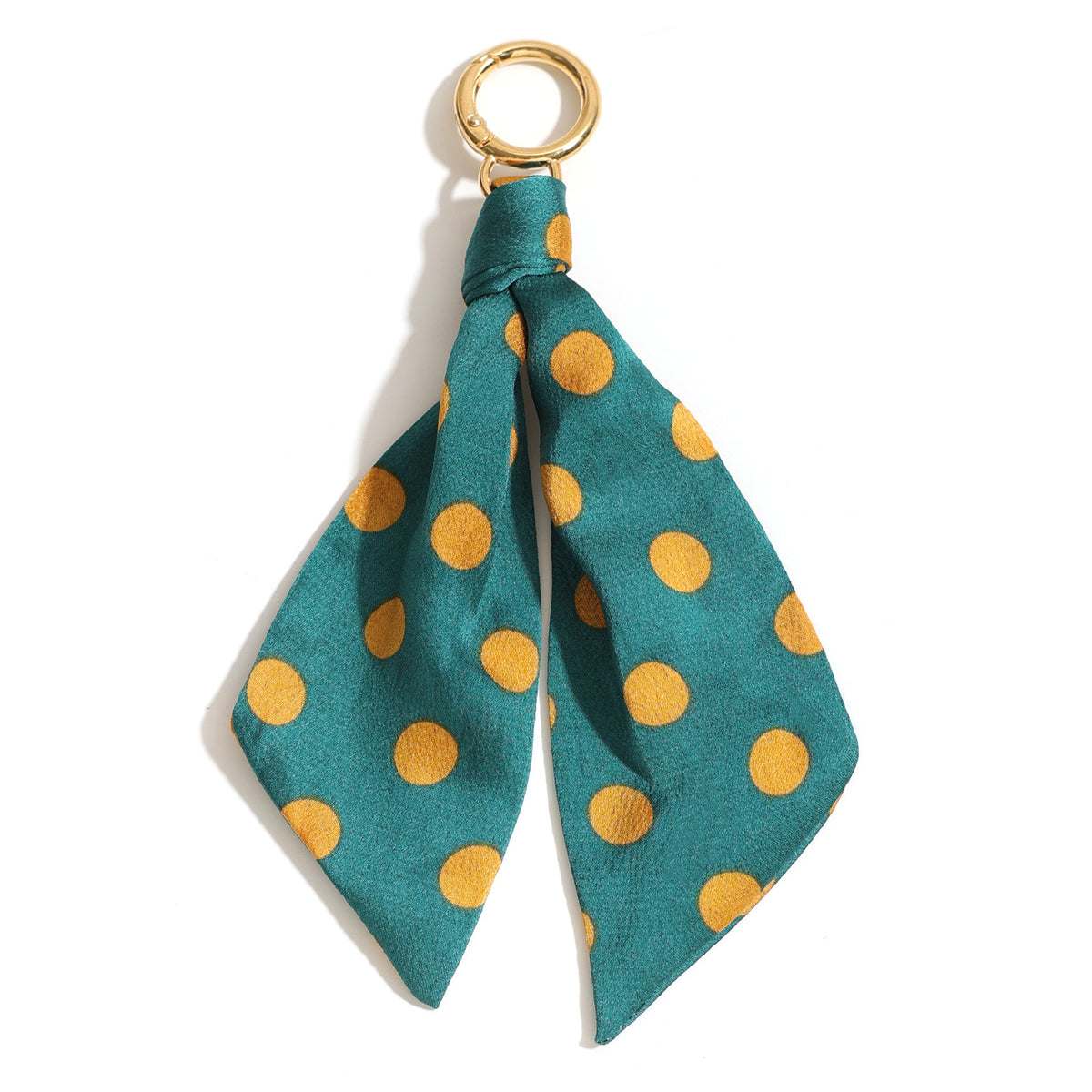 Retro Dotted Twilly Scarf Ring Keychain - DarkGreen