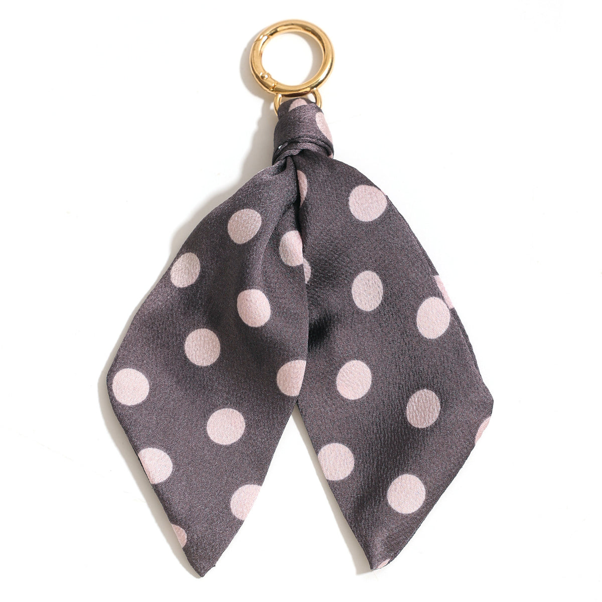 Retro Dotted Twilly Scarf Ring Keychain - Khaki