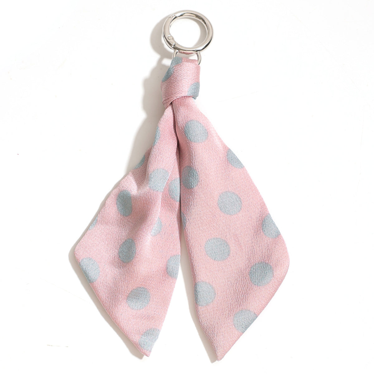 Retro Dotted Twilly Scarf Ring Keychain - Pink01