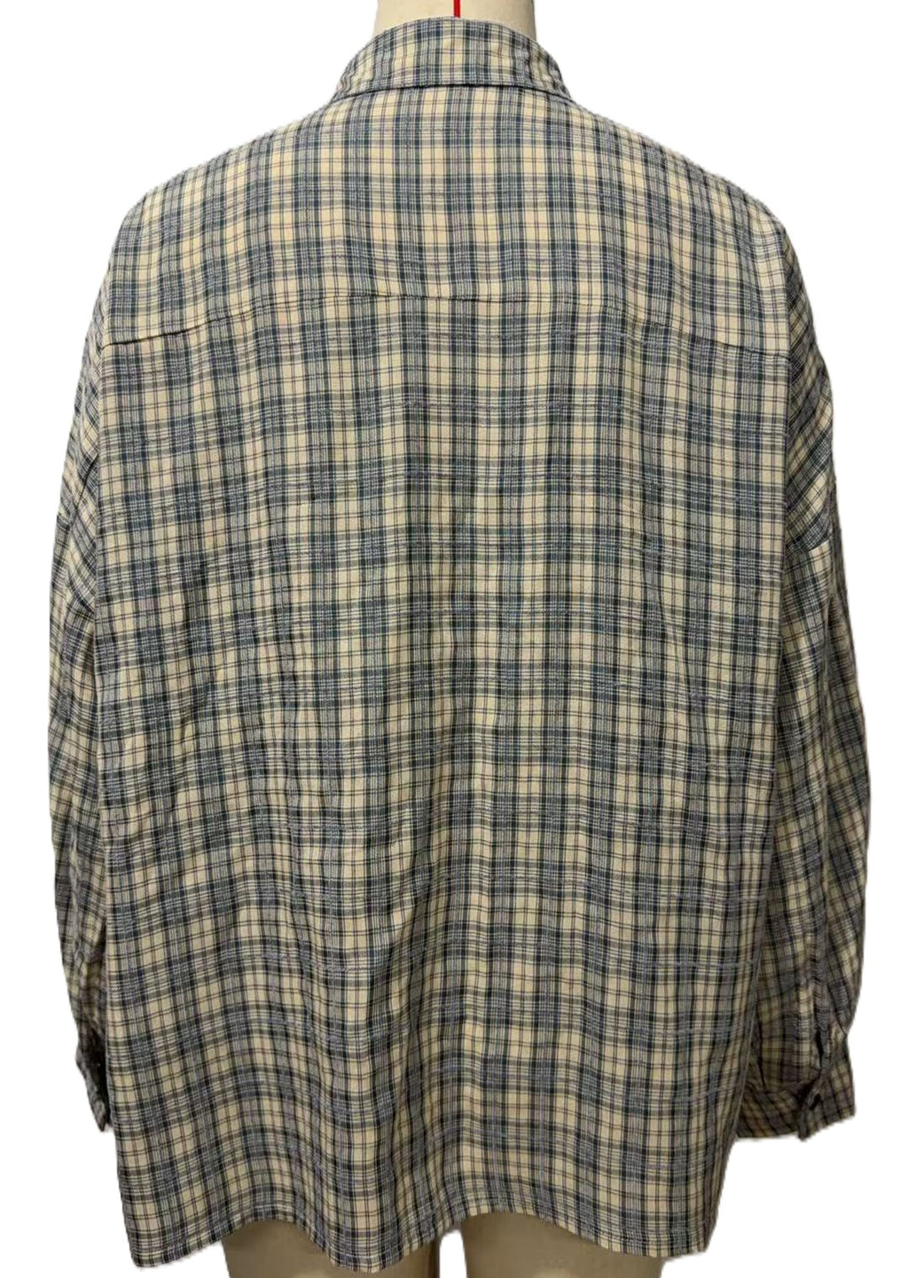Oversized Plaid Button Up Shirt Jacket - Blue - 1