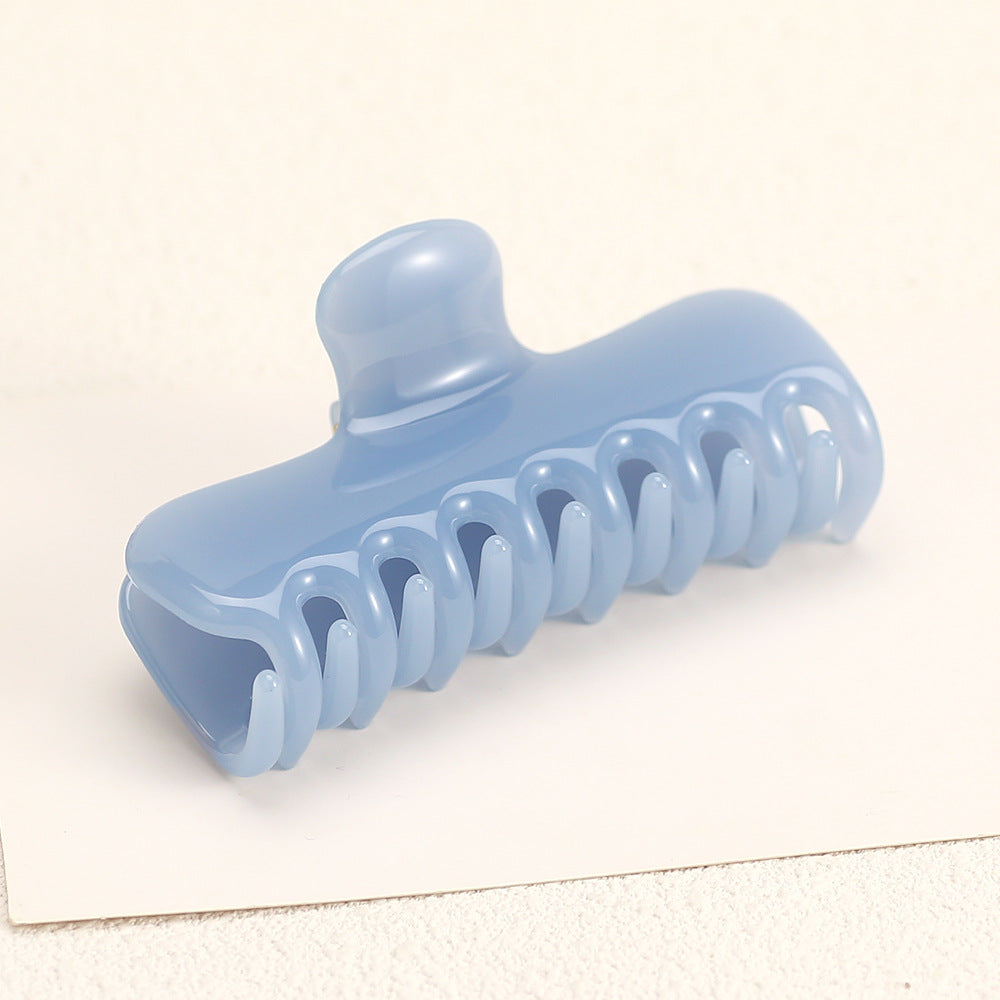 Glossy Rectangle Hair Claw Clip for Buns and Updos - Blue