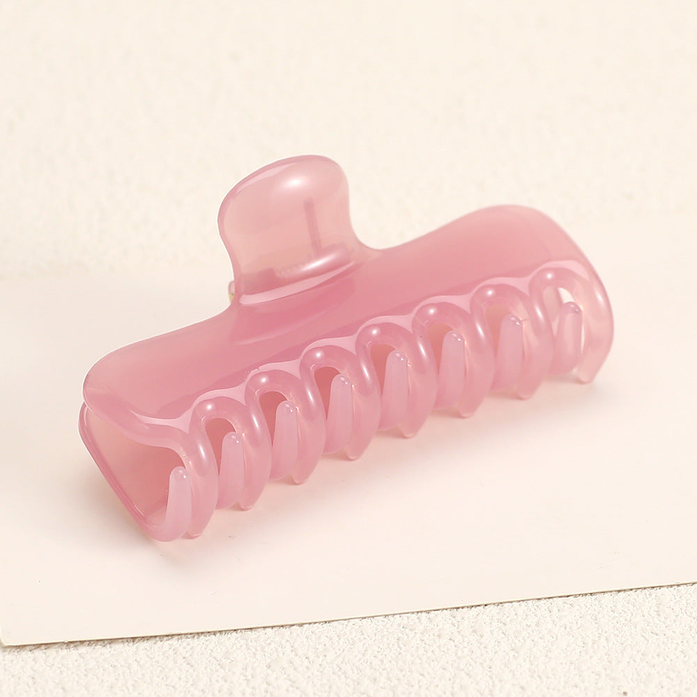 Glossy Rectangle Hair Claw Clip for Buns and Updos - Pink