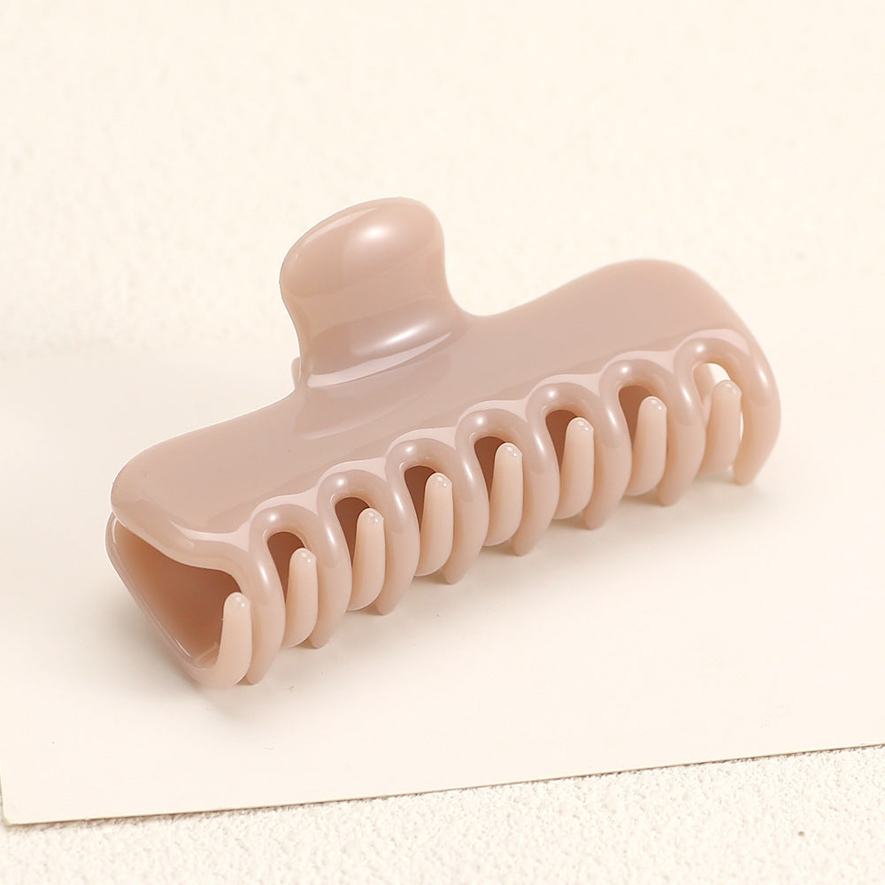 Glossy Rectangle Hair Claw Clip for Buns and Updos - Tea