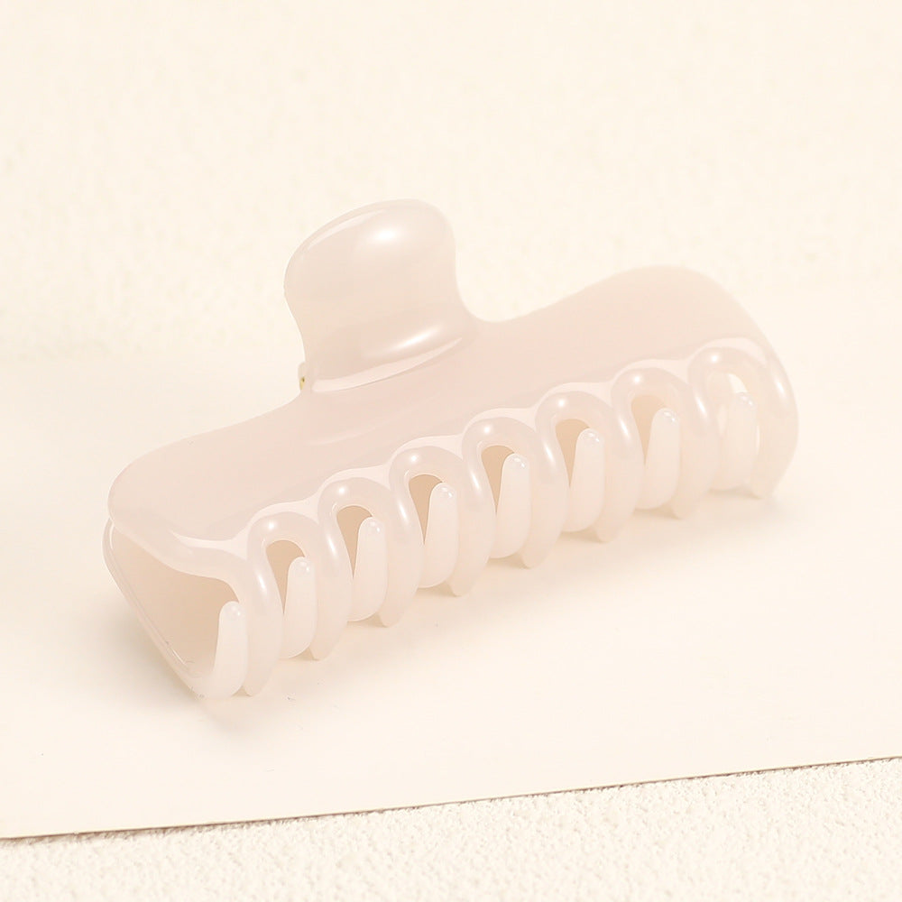 Glossy Rectangle Hair Claw Clip for Buns and Updos - White