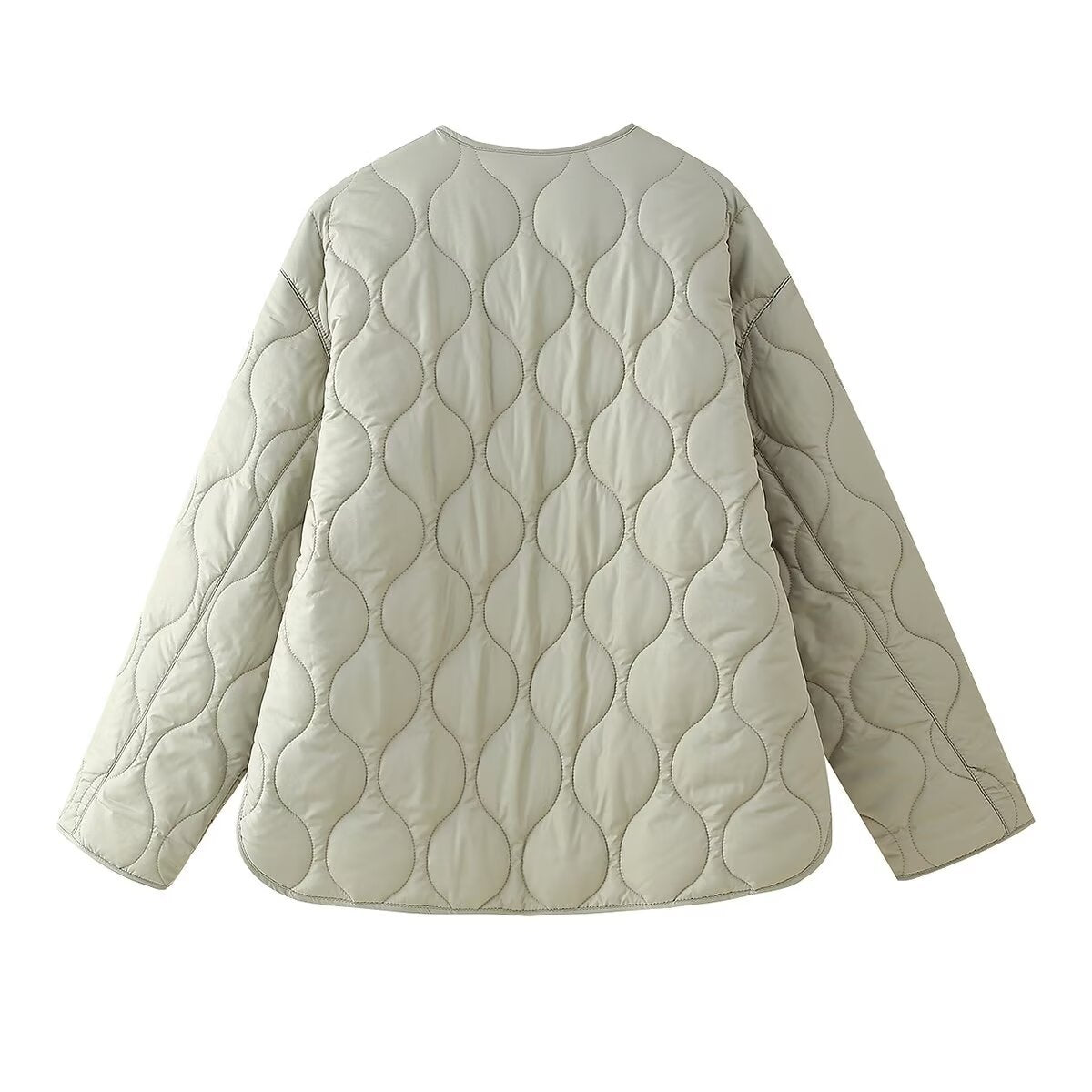 Onion Quilted Collarless Zip Jacket - Green - 1