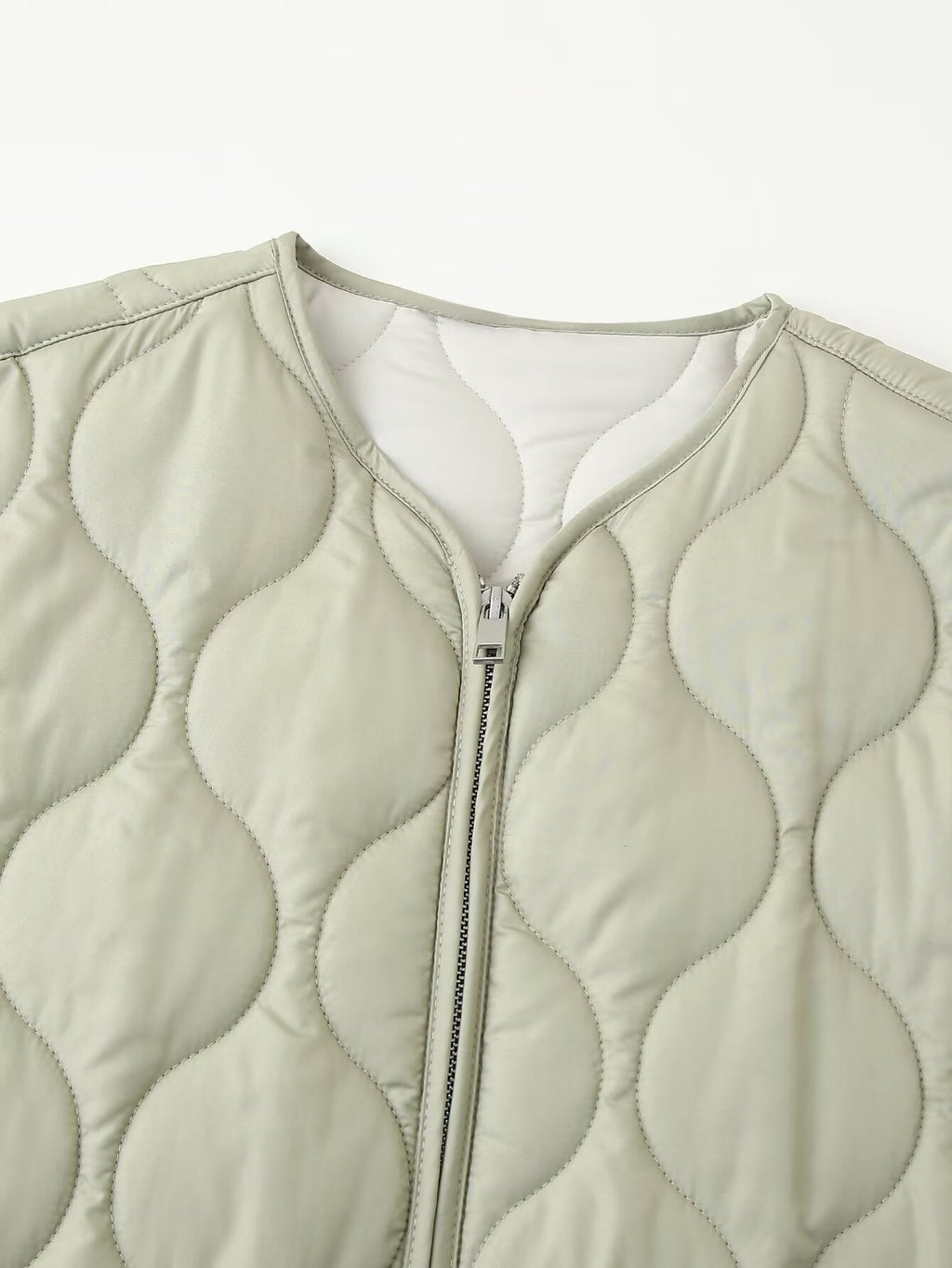 Onion Quilted Collarless Zip Jacket - Green - 2