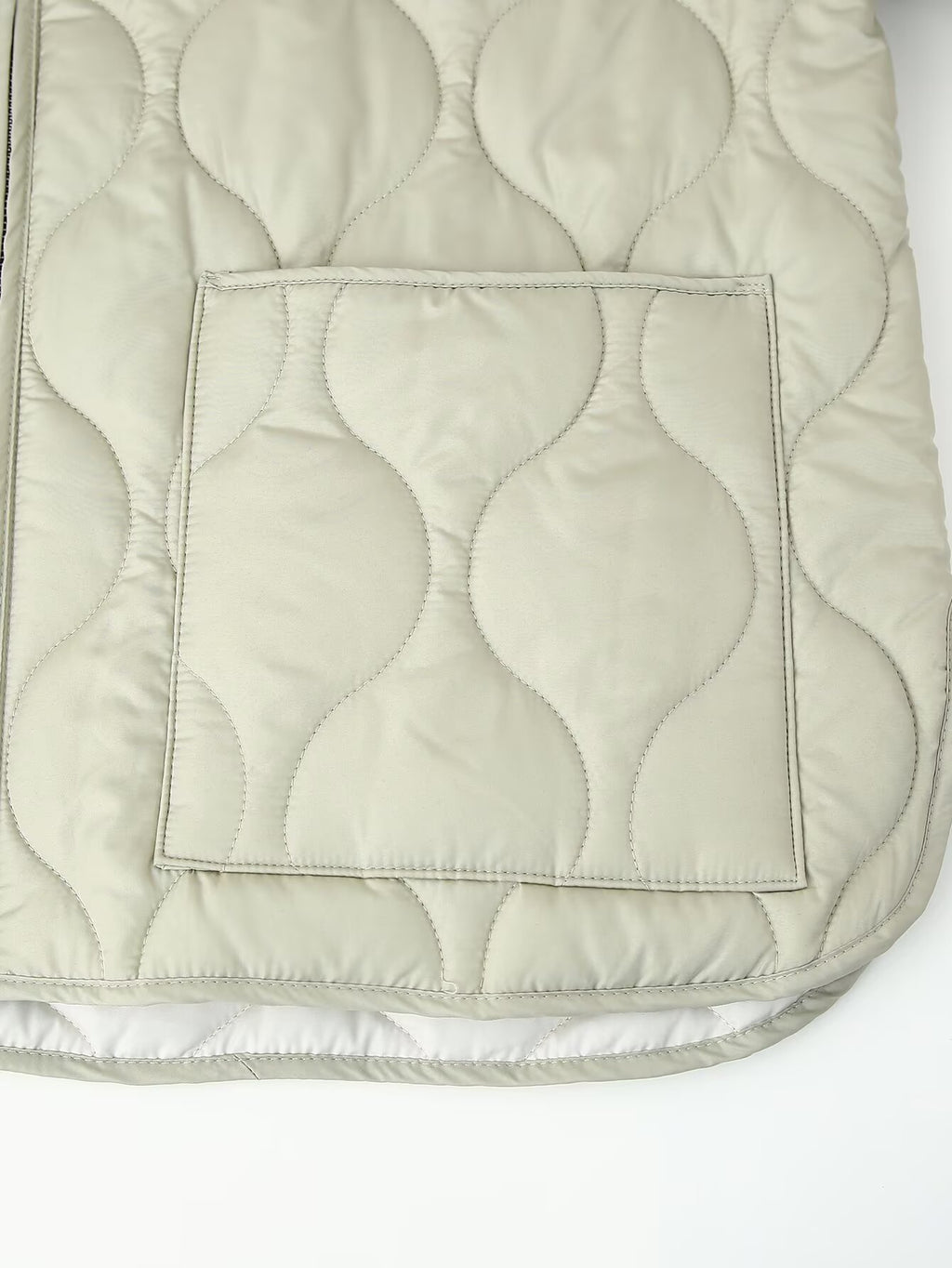 Onion Quilted Collarless Zip Jacket - Green - 3
