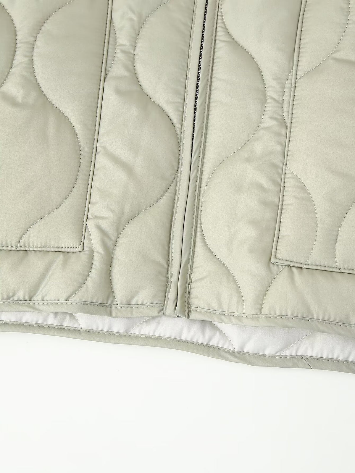 Onion Quilted Collarless Zip Jacket - Green - 4