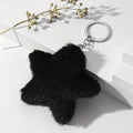 Soft Fluffy Plush Star Pom-Pom Keychain Bag Charm - Black
